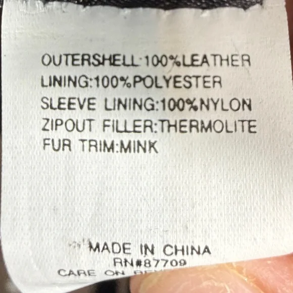 Leather Limited Black 100% Leather Coat XL Mink Trim Zip Out Liner jacket